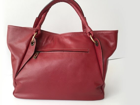 red genuine leather purse