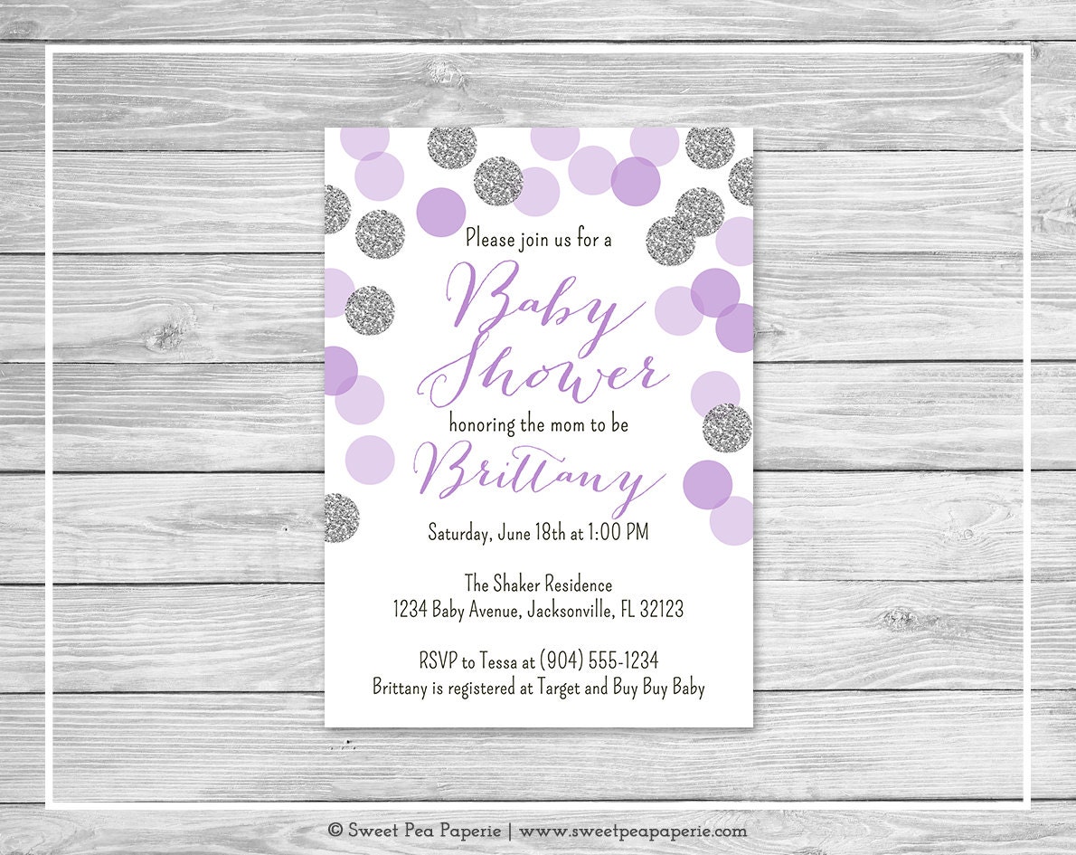 Purple And Silver Baby Shower Invitations 8