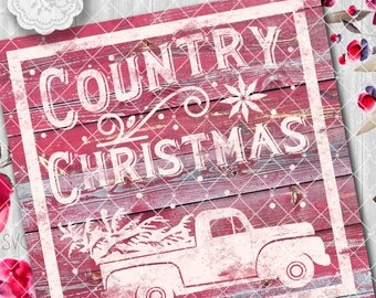 Vintage COUNTRY Christmas SVG File, Cutting File, Vector Clipart Holiday Decor, Silhouette Cutting file design Available in Svg,Dxf,Eps,Png