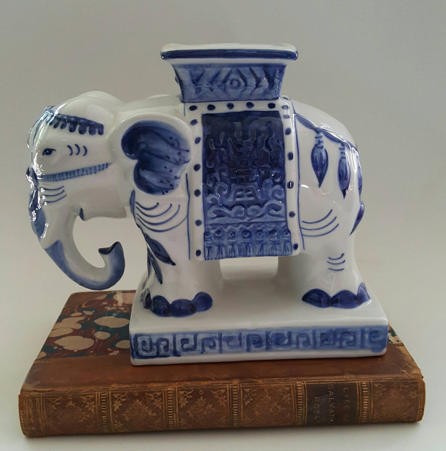 Blue and White Elephant Vase Chinoiserie Chic