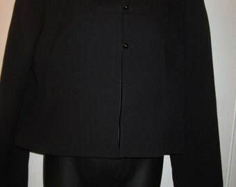 Chevaux black wool short black jacket. Absolutely darling with gorgeous stitch detail Fully lined Size 8