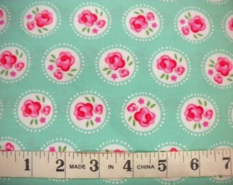 1 YD - Retro Florals - Lil' Dotsy (mint) by Michael Miller Fabrics