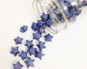 48 Galaxy Swirl Origami Stars: Outer Space - Celestial - Deep Space - Cosmos - Baby Blue - Purple - Mini Stars - Origami Star Decorations