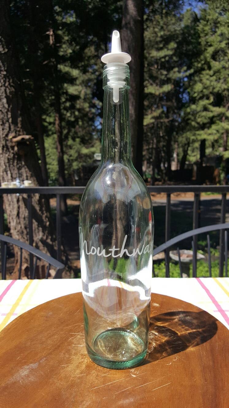 Etched Glass Mouthwash Decanter