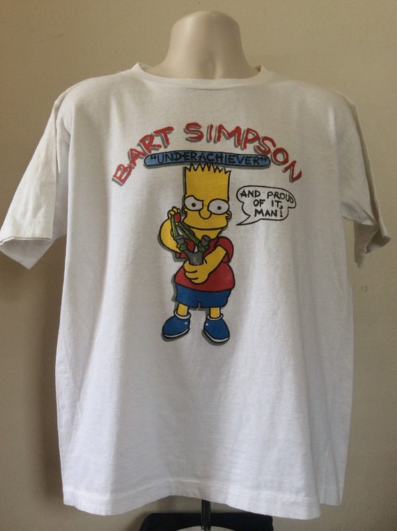 Vtg 90s Bart Simpson Underachiever T-Shirt White L The