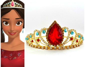 Elena Of Avalor Tiara,PRINCESS ELENA CROWN ,Princess Tiara,Princess Elena Rhinestone Tiara,Princess Elena Halloween Costume Red & blue crown