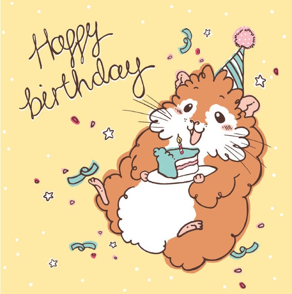 Happy Birthday Birthday Card Guinea Pig Greeting Card