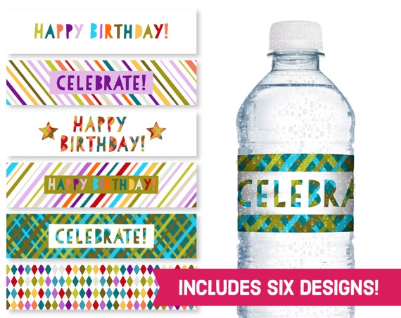 happy birthday water bottle labels celebrate birthday party