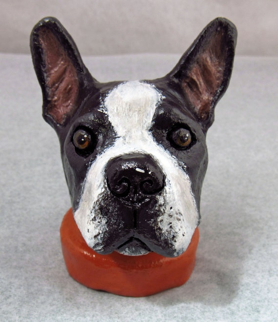 Boston Terrier Ceramic Dog Sculpture