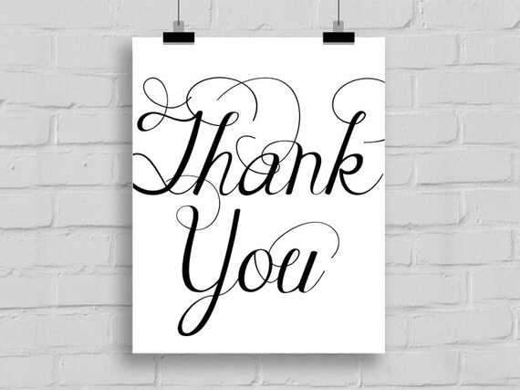 Printable Thank you Sign for Wedding Printable 8x10 custom