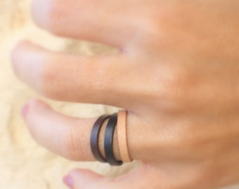 Simple leather ring / Rustic Leather Band / Tribal Brown Ring / leather wrap / Unique gifting ideas / Genuine Leather Rings
