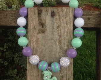 Pony necklace, girls chunky, bubblegum bead necklace, chunky necklace, kids necklace, pony, birthday necklace