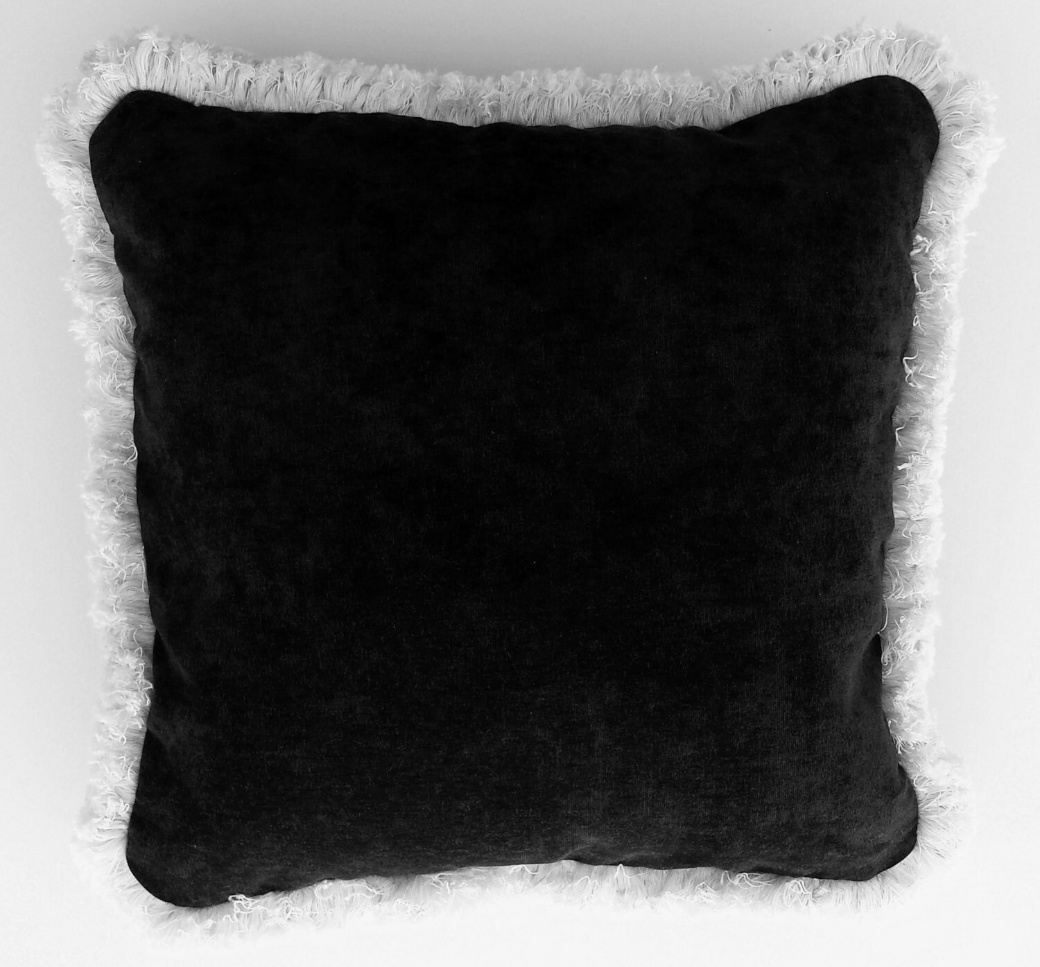 large black and white cotton velvet decorative throw pillow