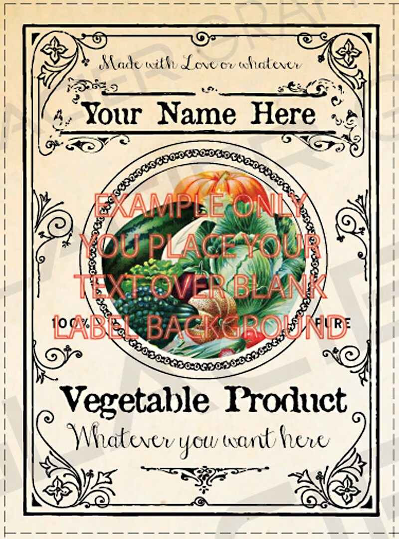 blank vegetables canning label vintage by waglaciergraphics