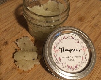 Organic Lavender Vanilla Body Scrub-Natural Body Scrub-4oz Jar-Coconut Oil Scrub-Facial Scrub-Shea Butter