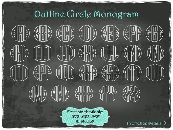 Download Outline Circle Monogram Letters in .SVG .EPS .DXF & .Studio3