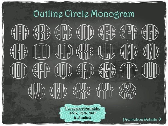 Download Outline Circle Monogram Letters in .SVG .EPS .DXF & .Studio3