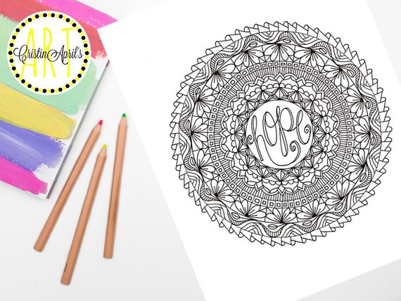 Coloring Book Rym Printable Adult Coloring Book Page, Mandala/Zendala, Zentangle-Inspired, Hope,