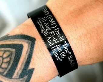 Black Memorial Bracelet (Customize your own) In Memory of Bracelet / KIA Bracelet / Remembrance Bracelet / Loss of Child / Loss of Loved One
