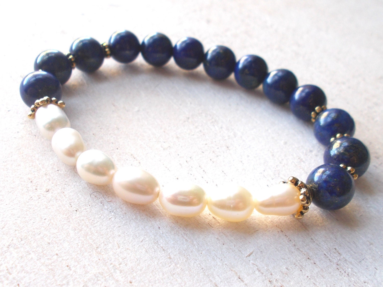 Womens Lapis Lazuli Bracelet Genuine Gemstone Bracelet Blue