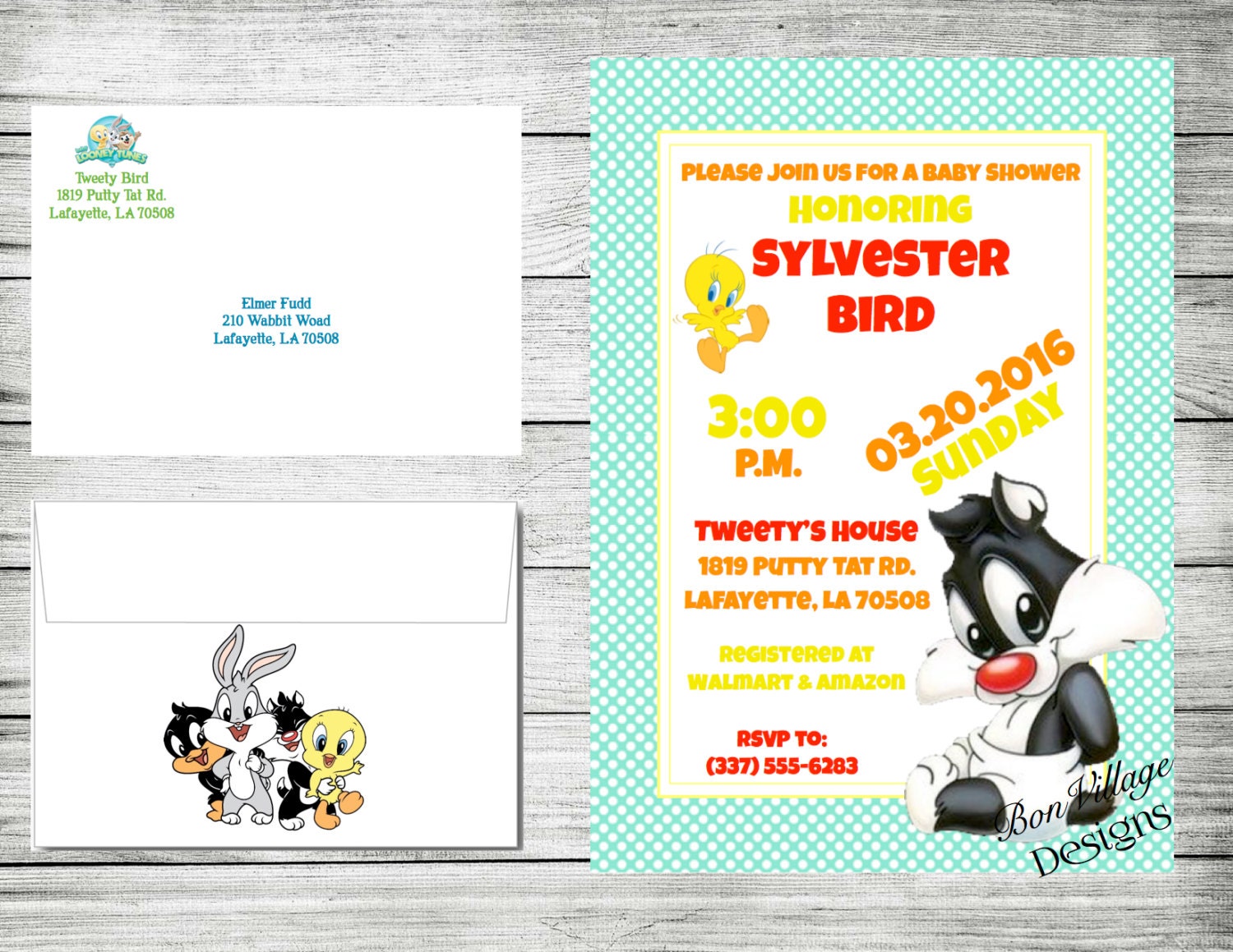 Looney Tunes Baby Shower Invitations Bugs Bunny Daffy Duck