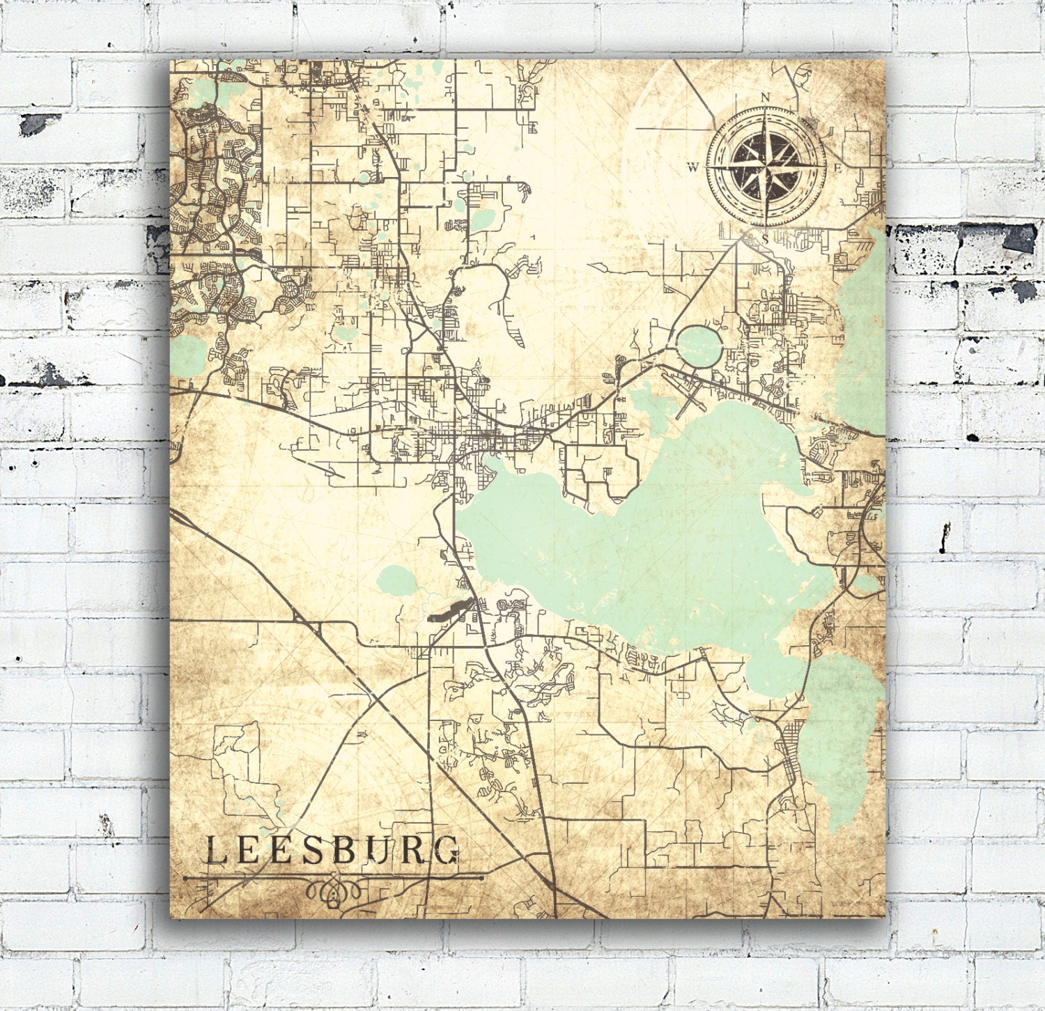 LEESBURG Canvas Print Florida FL Vintage Map Leesburg City Map   Il Fullxfull.1011802587 T6k6 