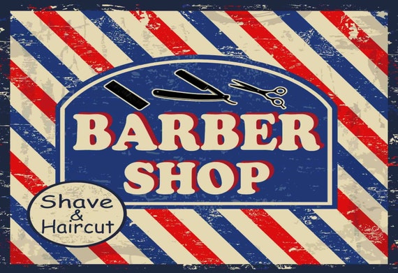 Vintage Barber Shop Metal Sign A5 Size no by TheMetalSignShack