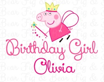 Peppa Pig Personalized Birthday Girl Shirt Iron On Transfer Personalized FREE