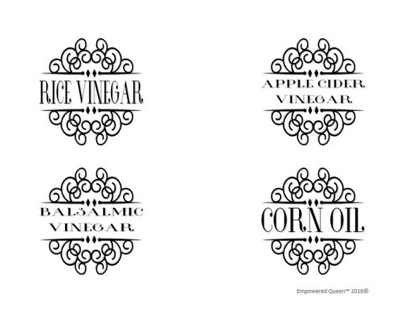 Oil and Vinegar Printable Labels Vol. 2
