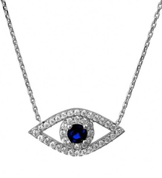 SAPPHIRE EVIL EYE necklace by Jewelz4Us on Etsy