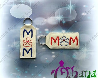 MOM Puzzle Lip Balm Holder Key Chain The Hoop Designs Machine Embroidery Designs