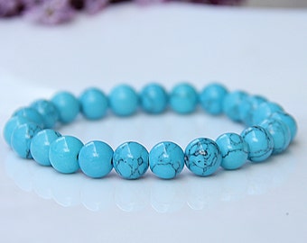 Bracelet for mom Turquoise Bracelet Turquoise Jewelry gemstone Bracelet Womens Bracelet Blue Stretch Bracelet Bead Bracelet Natural bracelet