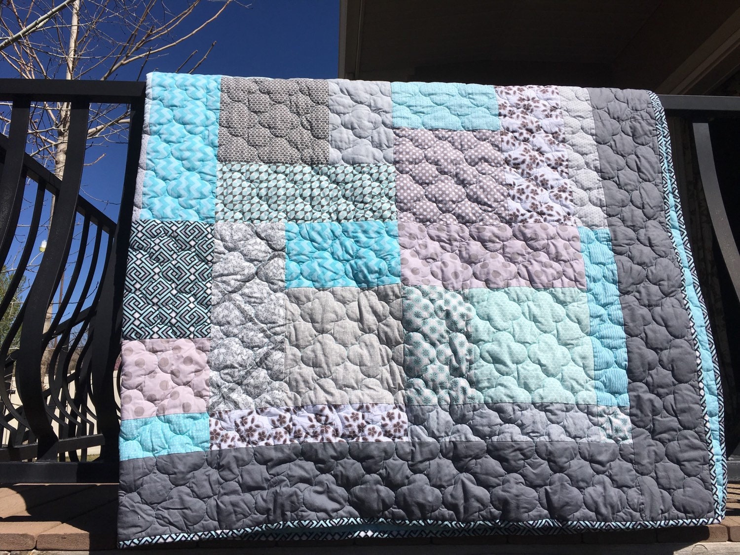 1 Quilts Handmade quilts homemade quilts gray and aqua