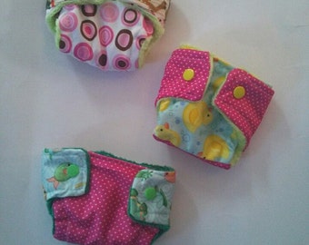 Doll diapers, baby alive, set of three, cloth diapers, baby doll diapers, made on order
