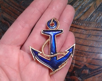 1950s-60s classic enamel style anchor brooch
