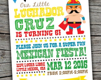 Luchador Invite / Fiesta Invite/ Lucha Libre Invite/ Mexican Wrestler Printable Invitation/ Pick Your Favorite Wrestler/ Fiesta Invite
