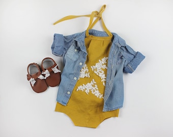 Baby Girl Romper, baby clothes, Baby Romper, Photography prop, Baby Bodysuit, Vintage Romper, Summer, Boho, Birthday outfit, babyshower gift