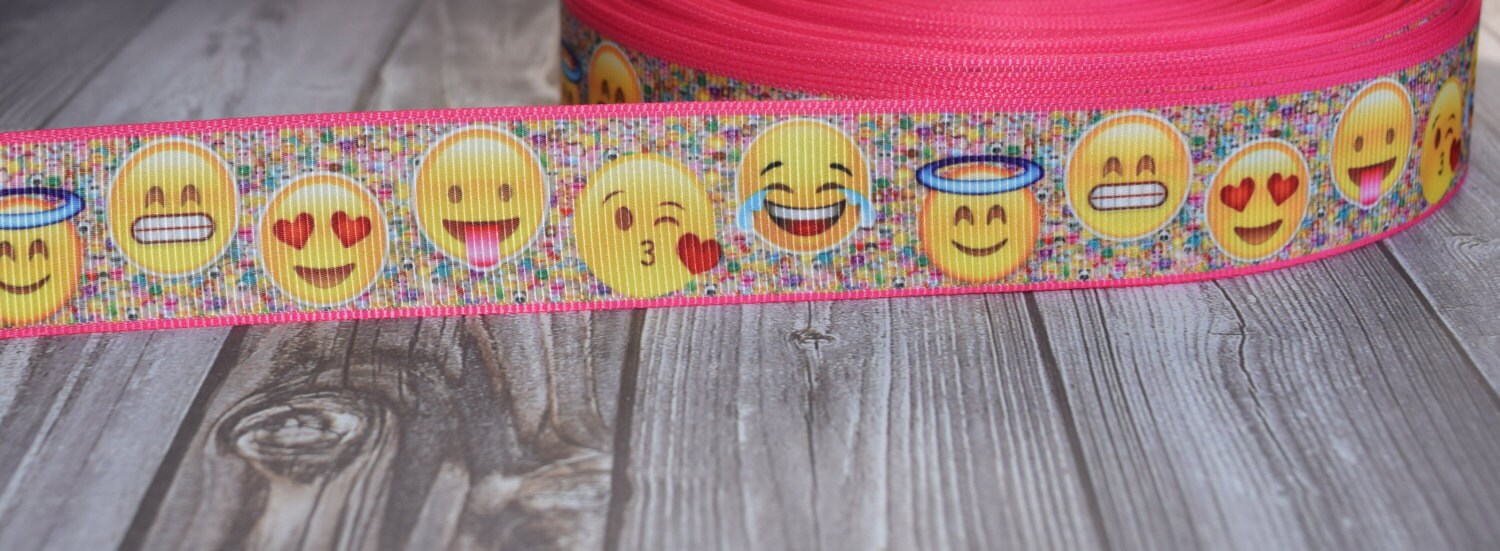 Emoji ribbon Emoticon ribbon 1 inch grosgrain 3 or 5