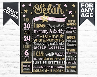 Twinkle Twinkle little star First Birthday Chalkboard sign Printable file (280)
