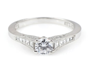 Platinum Tacori Diamond Ring Semi-Mount Engagement Ring