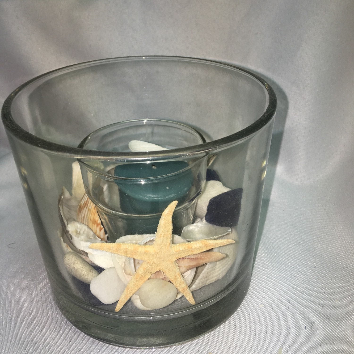 BeachCandle holder with seashells by ShellHunter on Etsy
