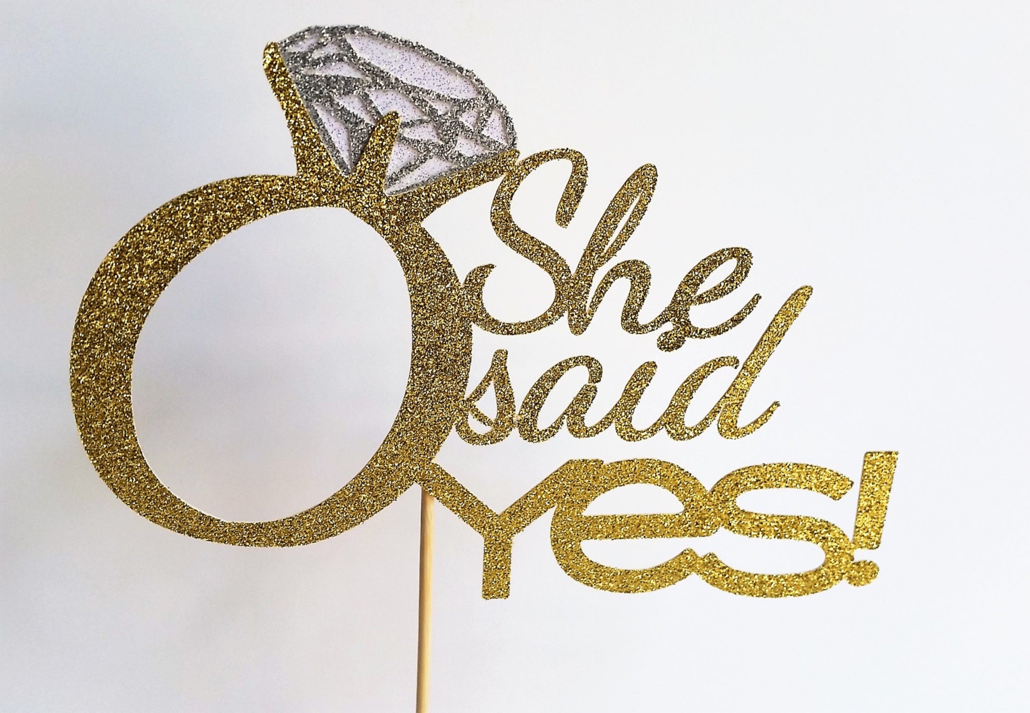 Gold she said YES cake topper/wedding/engagement by PaperMyLife