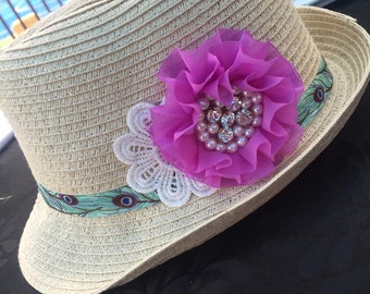 Embellished Kids Straw Hat
