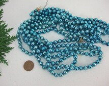 Vintage String of Blue Mercury Glass Bead Christmas Tree Garland