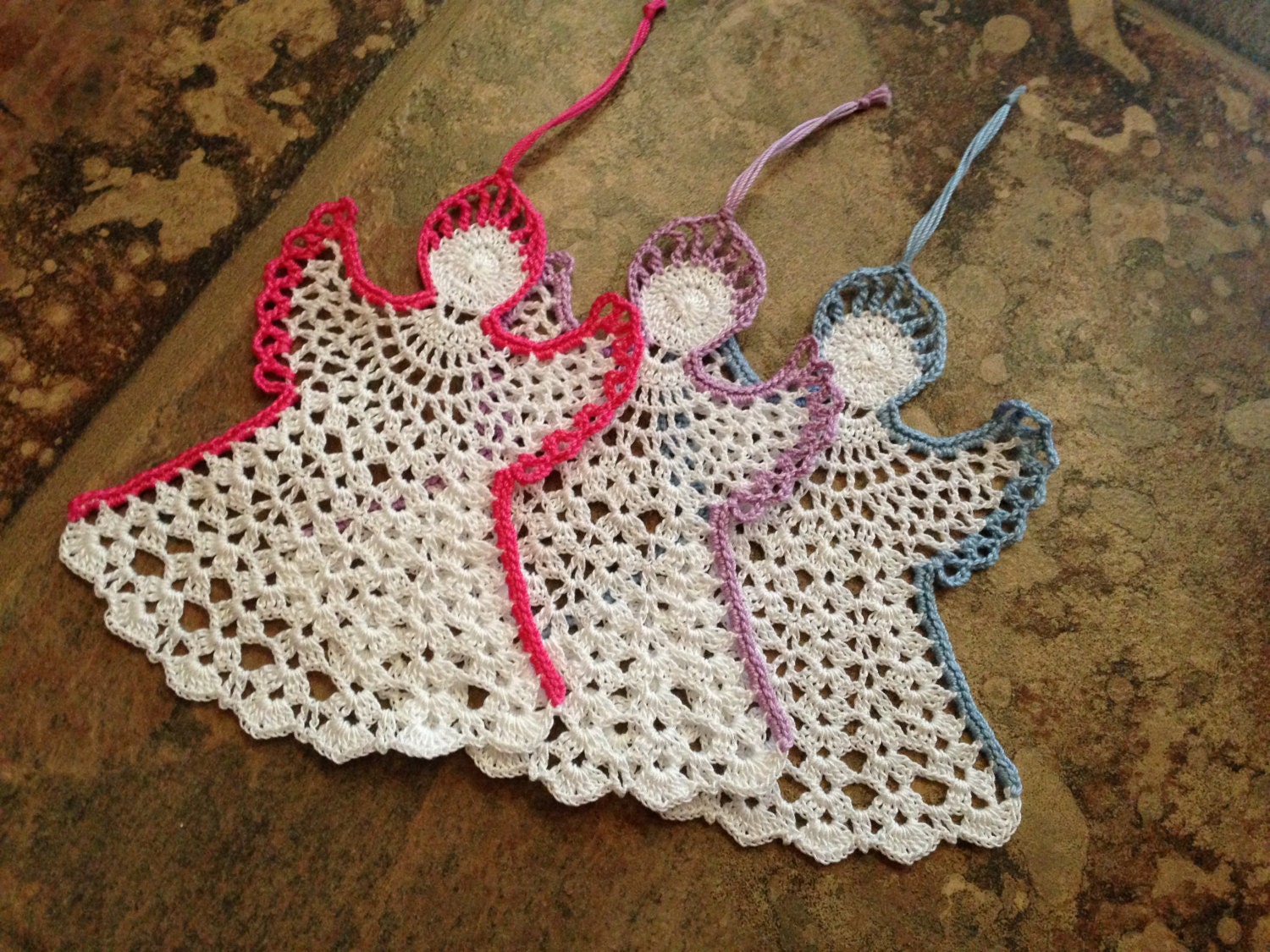 handmade crochet ANGEL bookmarks ornament wall decor 3 for