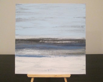 Blue abstract art, modern beach art, small blue abstract, blue painting, nature inspired art, lake art, water artwork,