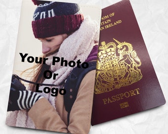 Custom Photo passport cover with Personalized design for travellers, wedding gift