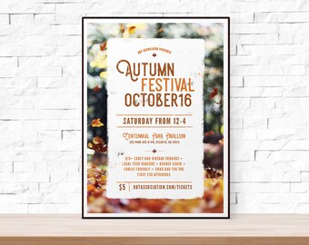 DIY Printable Fall Festival Flyer Template, Word Flyer Templates, Bazaar Flyer, Kids Party, Outdoor Picnic Flyer, Autumn Flyer