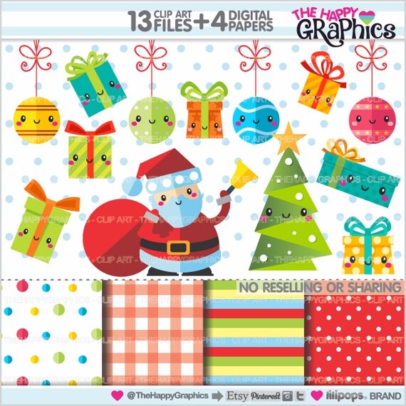 Christmas Clipart Christmas Graphics by TheHappyGraphics on Etsy