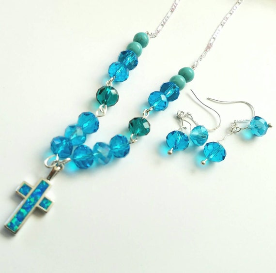 Blue earrings in silver settings - blue fire opal earrings silver